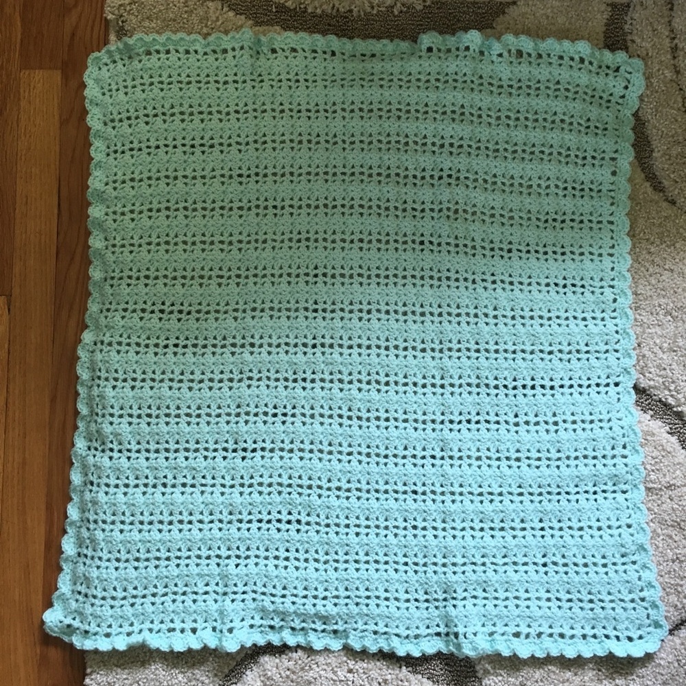 Mint Green Crocheted Baby Blanket